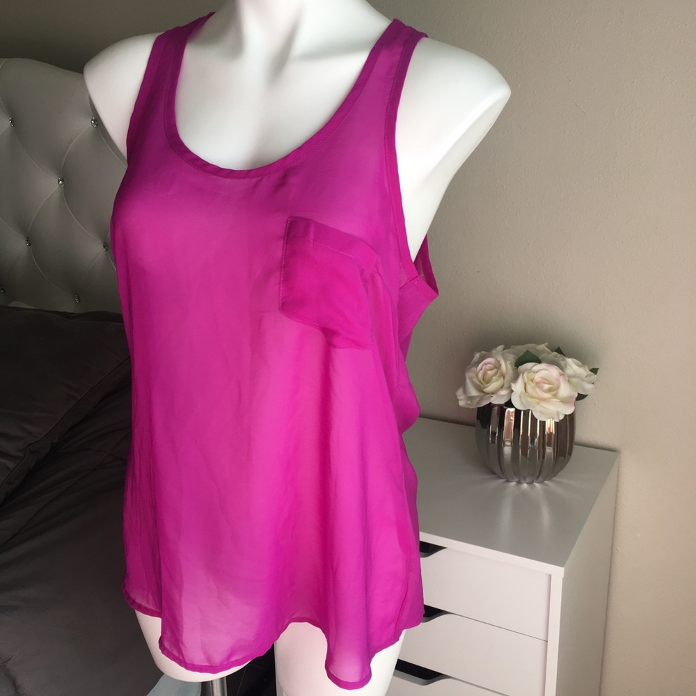 Fuchsia Mesh tank top